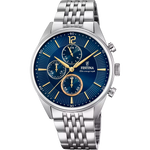 Orologio Festina Timeless Cronografo F20285/3 Blu Con Cinturino In Acciaio, Uomo
