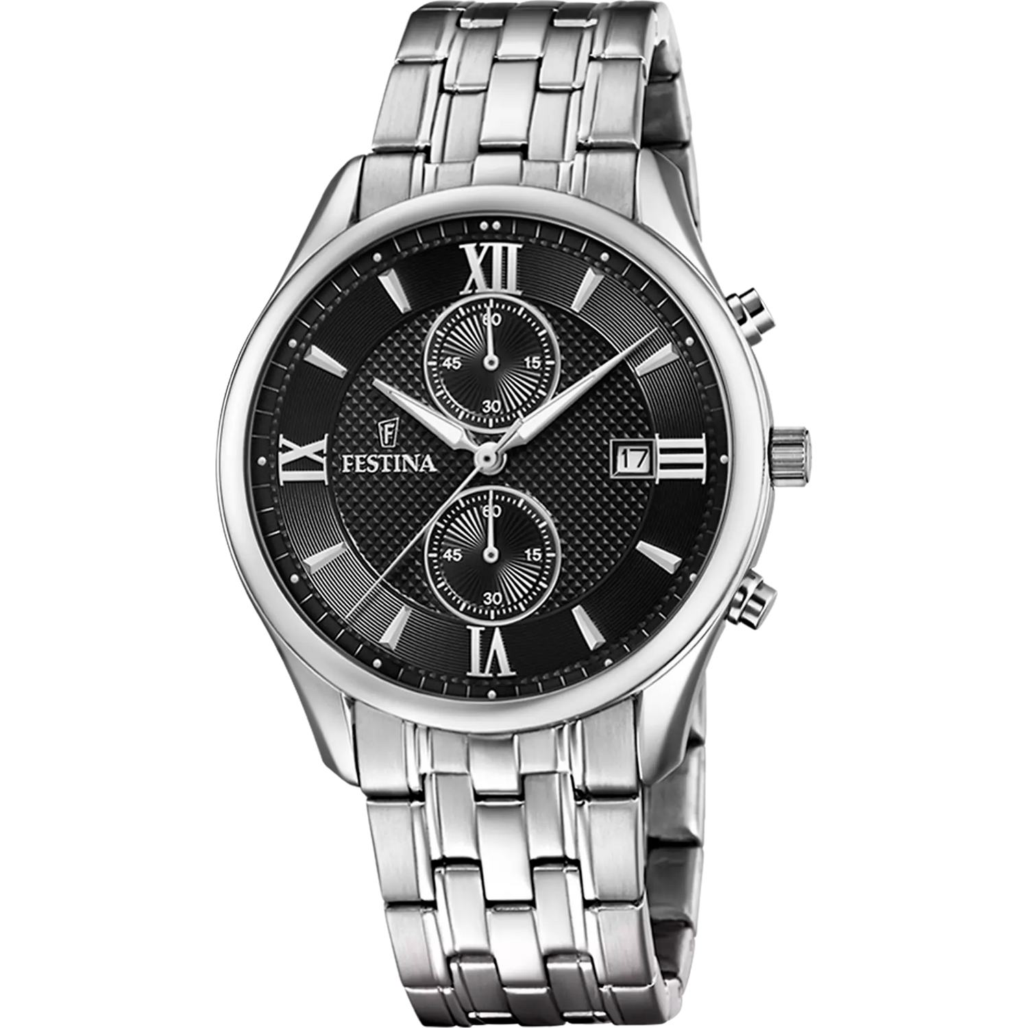 Orologio Festina Timeless Chronograph F6854/8 Nero Con Cinturino In Acciaio, Uomo