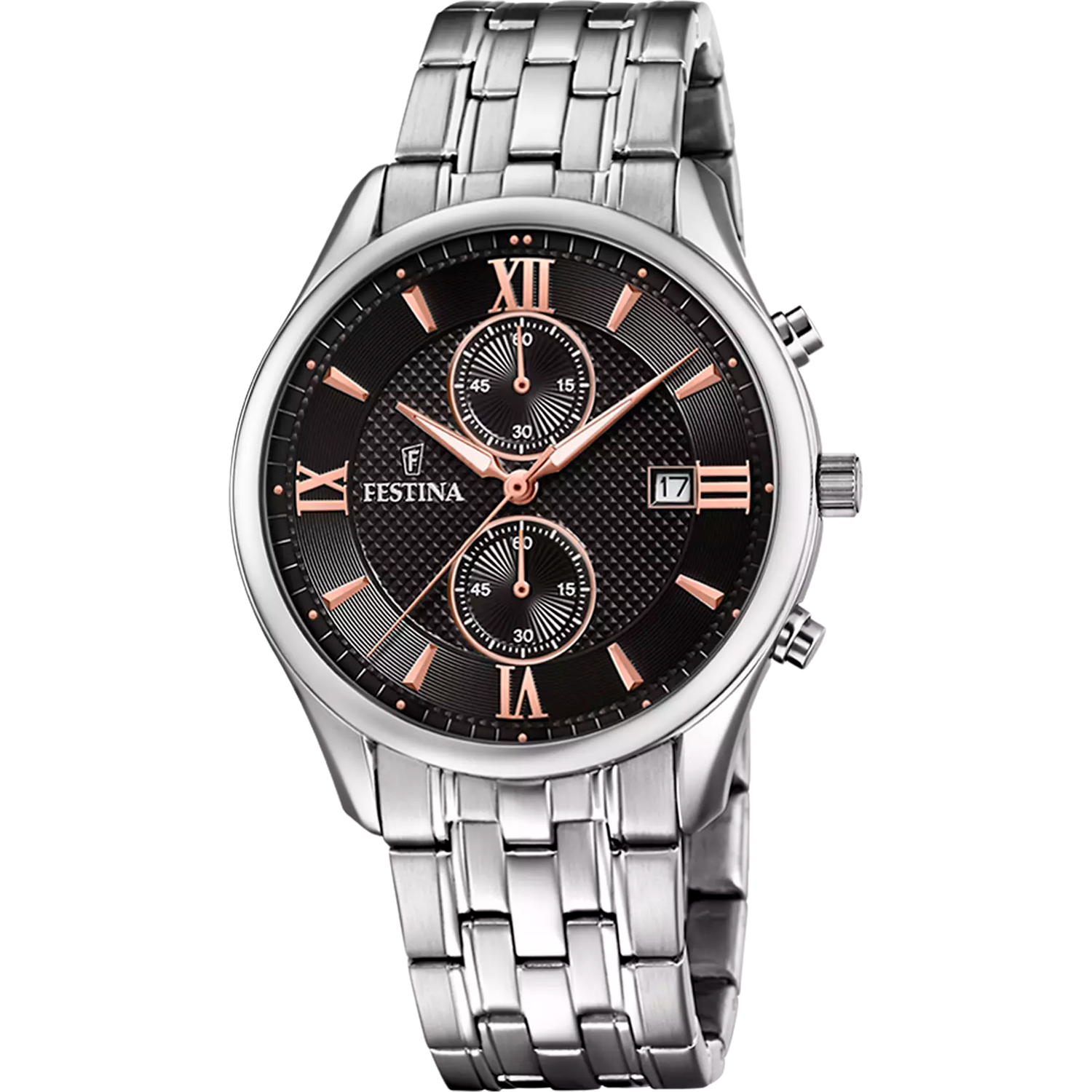Orologio Festina Timeless Chronograph F6854/7 Nero Cinturino In Acciaio, Uomo