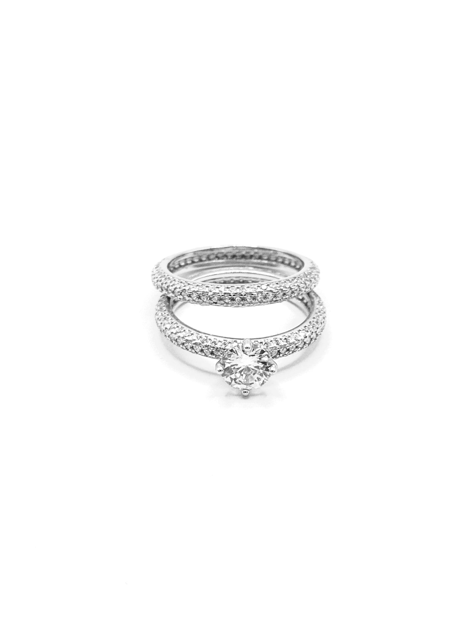 Anello Solitario Doppia Fascia