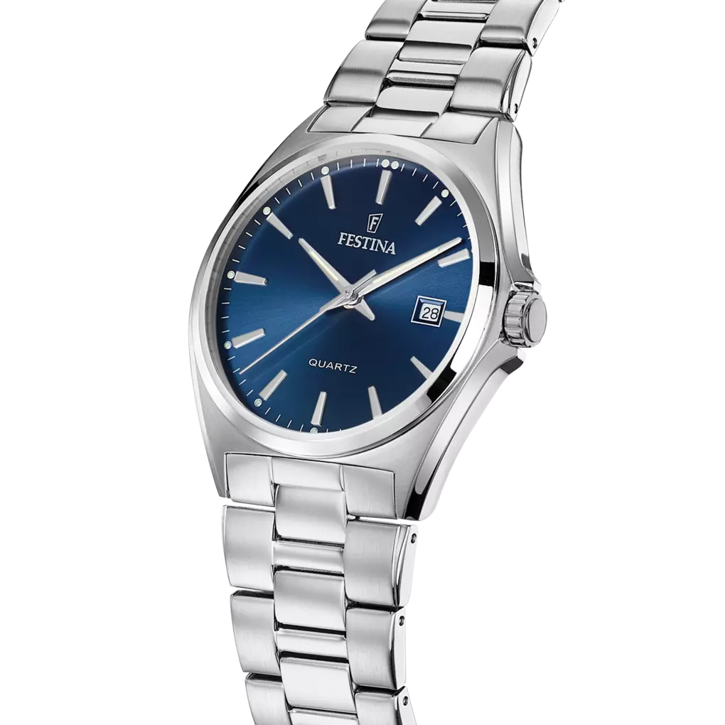 Orologio Festina Classico In Acciaio F20552/3 Blu Con Cinturino In Acciaio, Uomo