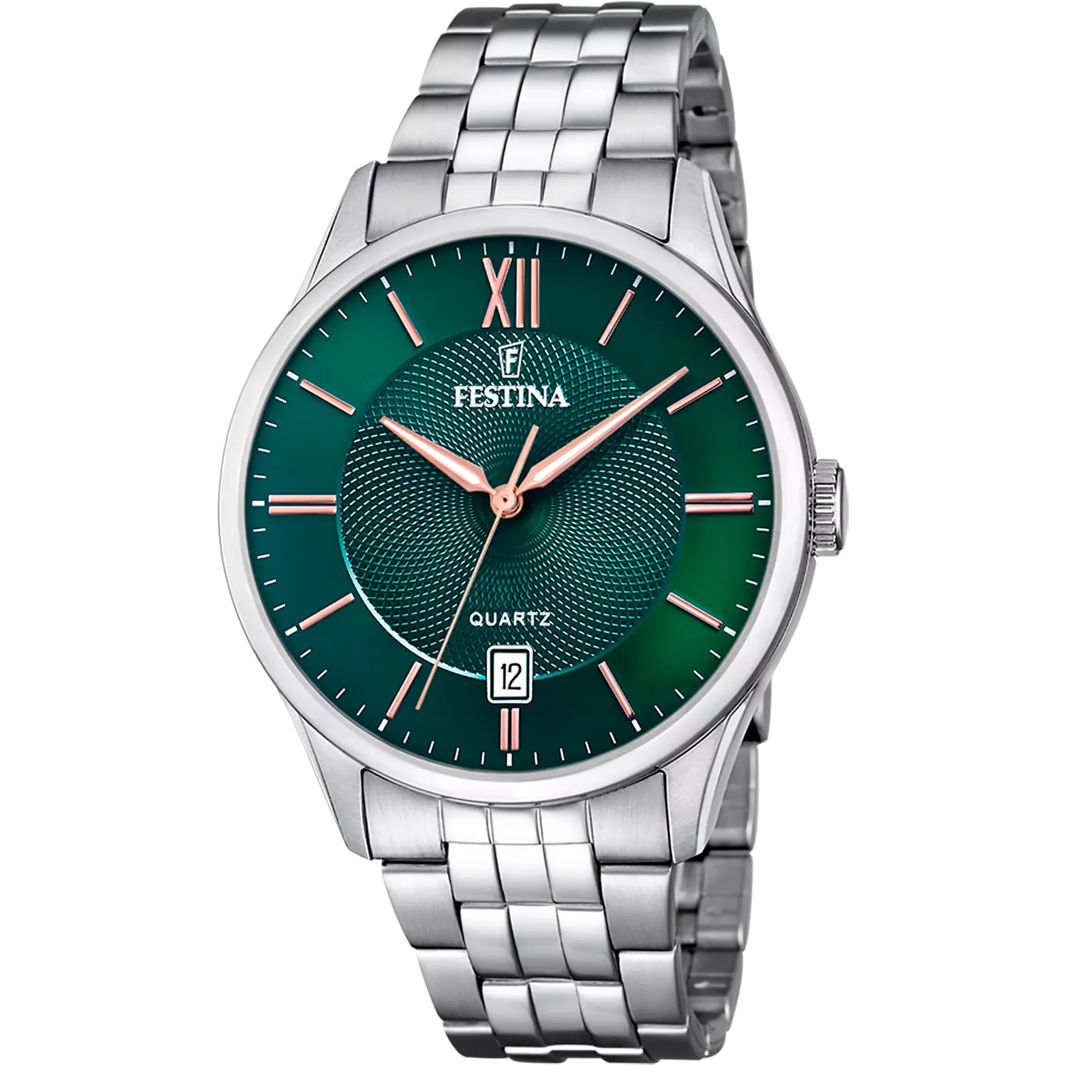 Orologio Festina F20425/7 Verde Con Cinturino In Acciaio, Uomo