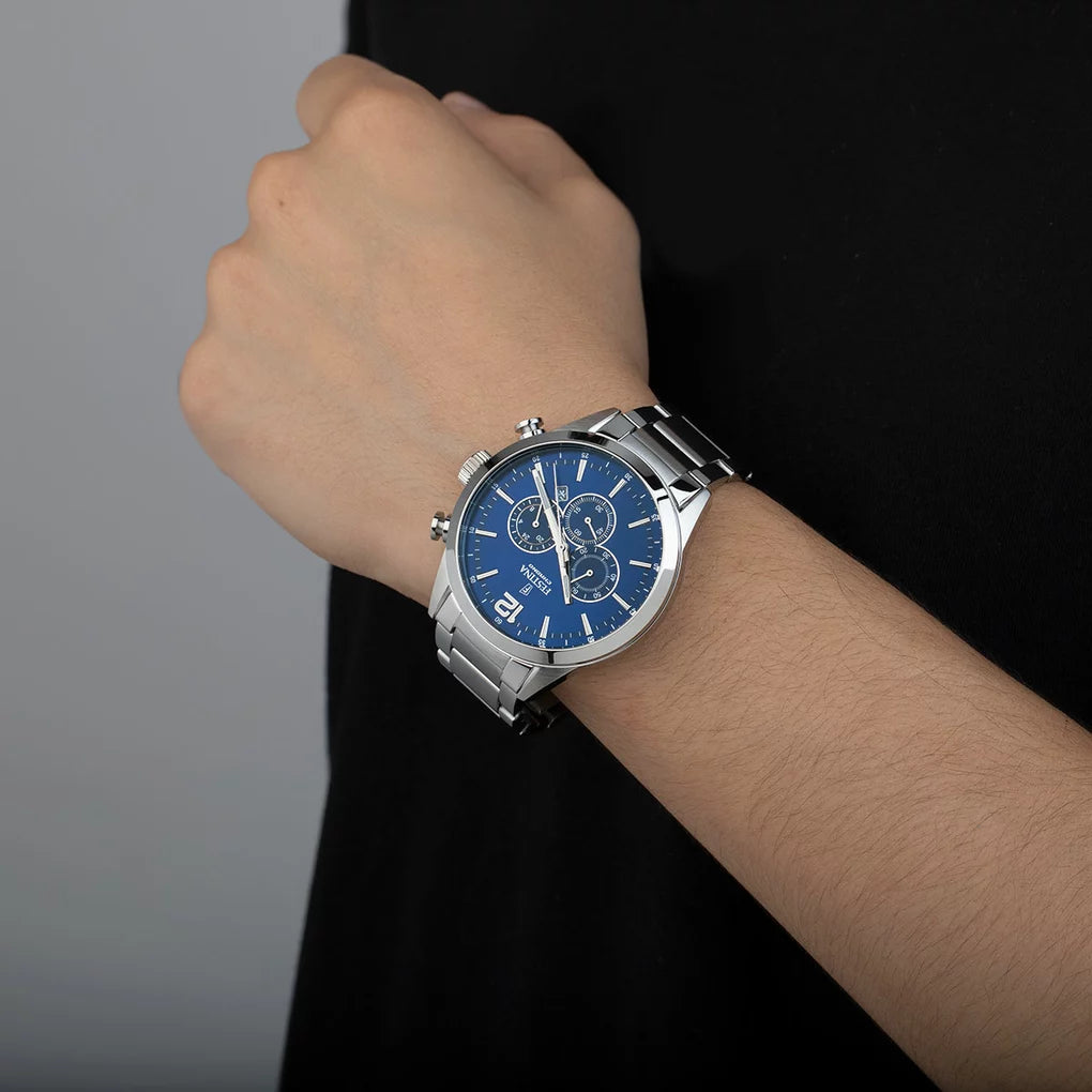 Orologio Festina Timeless Chronograph F20343/7 Blu Cinturino In Acciaio, Uomo
