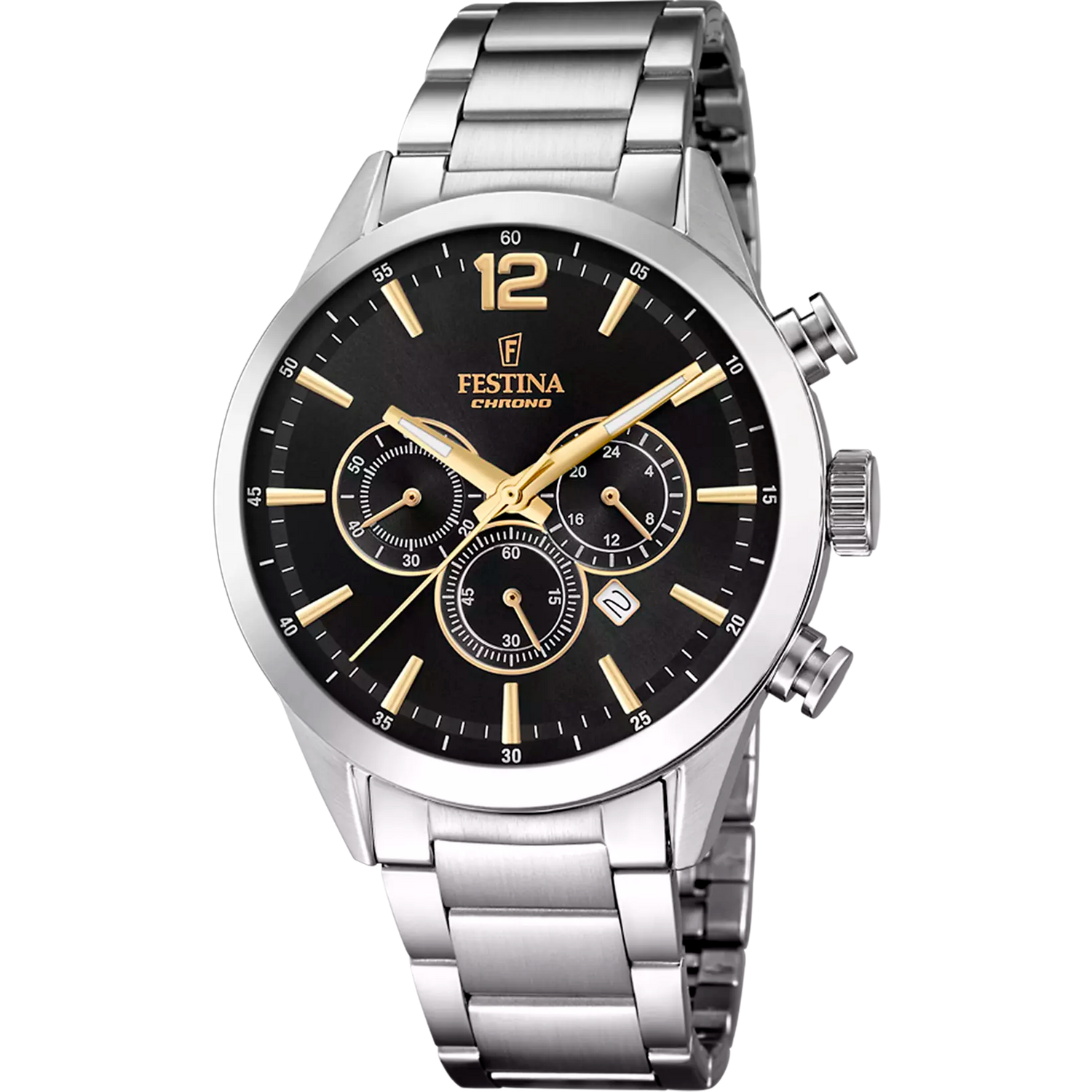 Orologio Festina Timeless Chronograph F20343/4 Nero Cinturino In Acciaio, Uomo