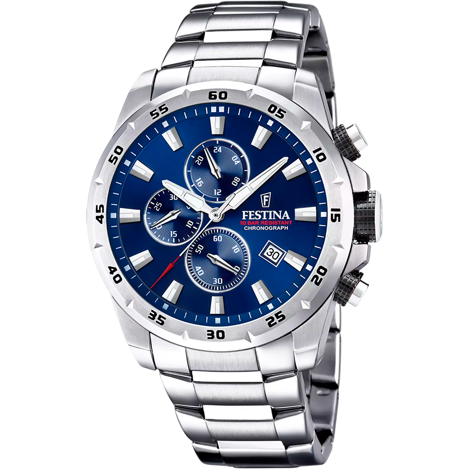 Orologio Festina Timeless Chronograph F20463/2 Blu Cinturino In Acciaio, Uomo