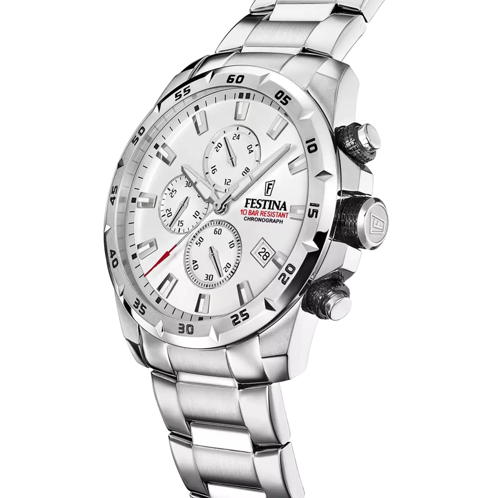 Orologio Festina Timeless Chronograph F20463/1 Argento Cinturino In Acciaio, Uomo