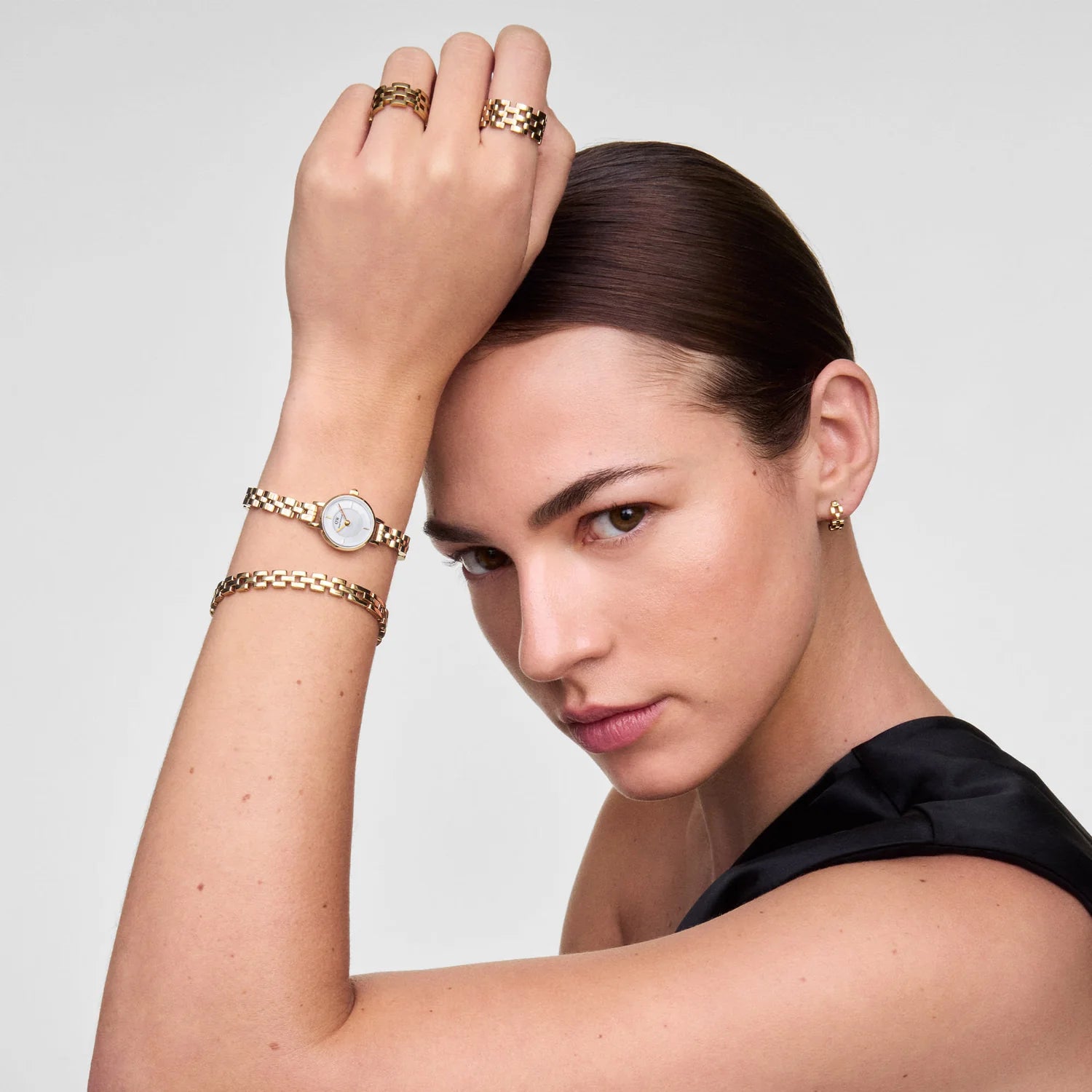 Petite mini arch 3-link white gold