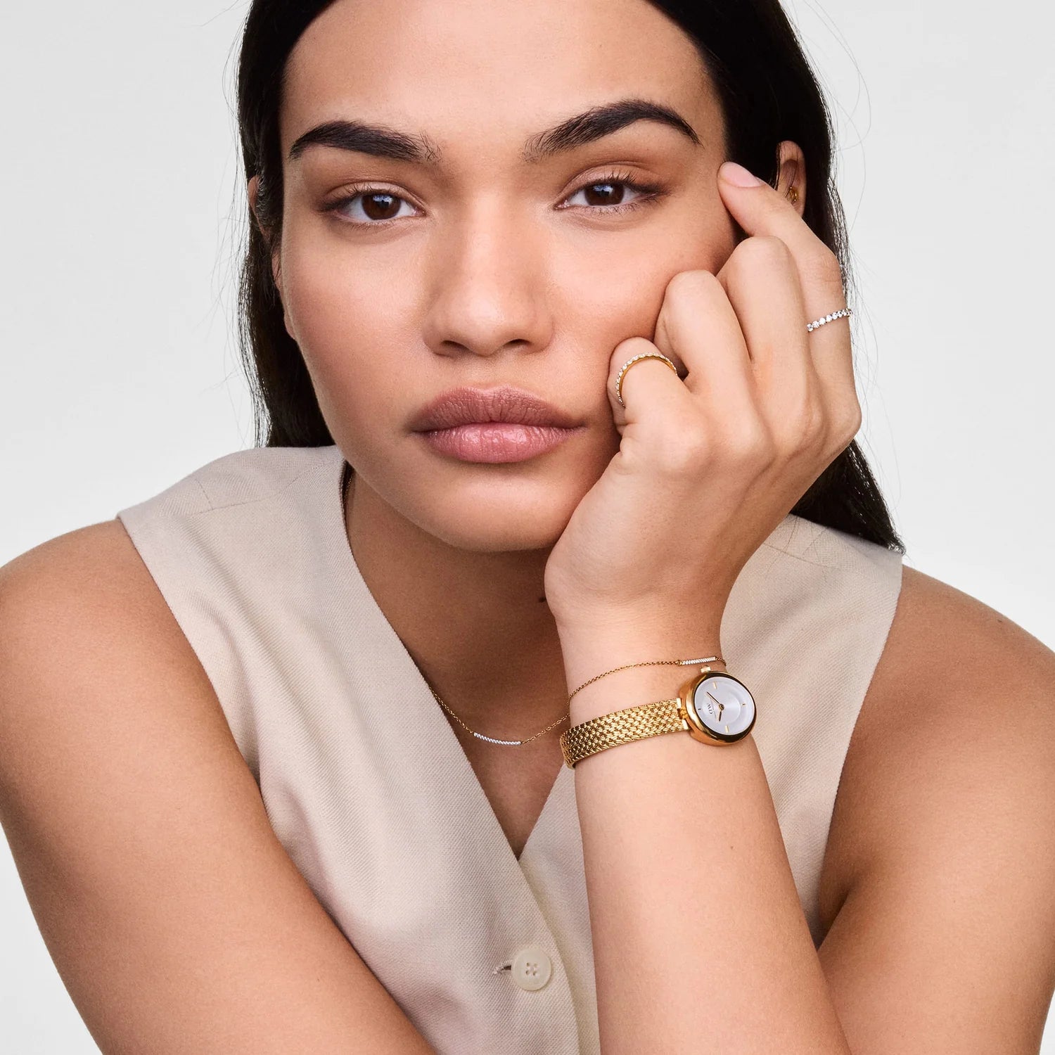 Juliette braided mesh white sunray gold